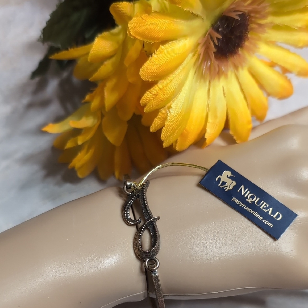 NWT Antique Gold Initial Monogram J Bangle Bracelet